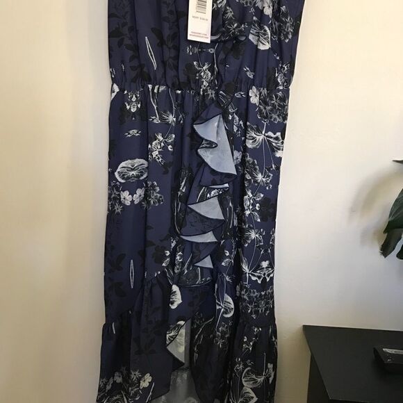 Parker Floral Ruffled Hi Low Midi V-Neck Dress - Picture 5 of 11